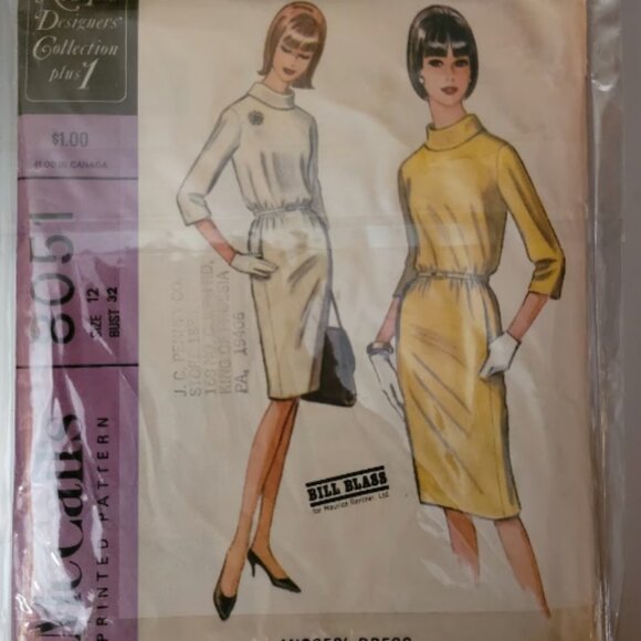 Vintage McCall's 8051 Misses Sheath Dresses Size 12 (Dated 1965) - Picture 1 of 4